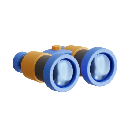 3D binoculars icon representing Evolution’s vision to lead the global live casino industry