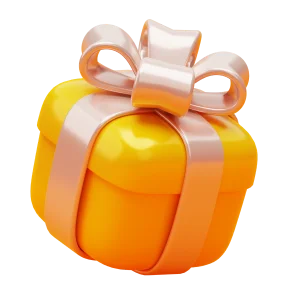 Yellow gift box with ribbon representing welcome bonuses and promotions.