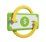 Green money icon with circular arrows symbolizing daily turnover accumulation on Lucky365 platform