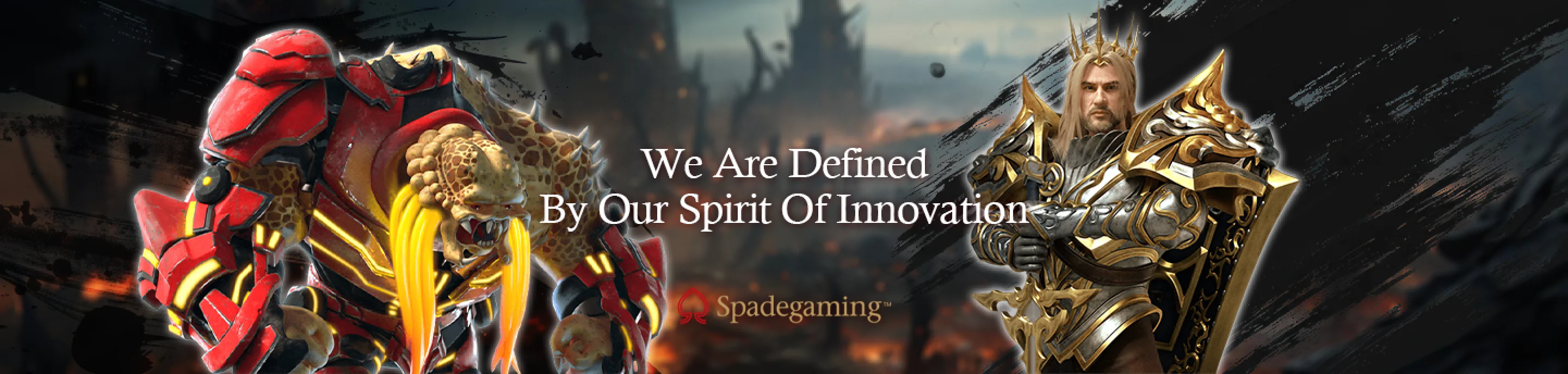 Spade Gaming – We Are Defined By Our Spirit Of Innovation featuring characters in armor.
