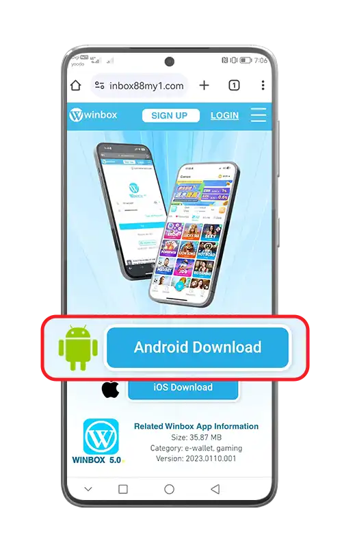 Winbox claim Angpao step 1 – download Winbox app for Android or iOS from official site